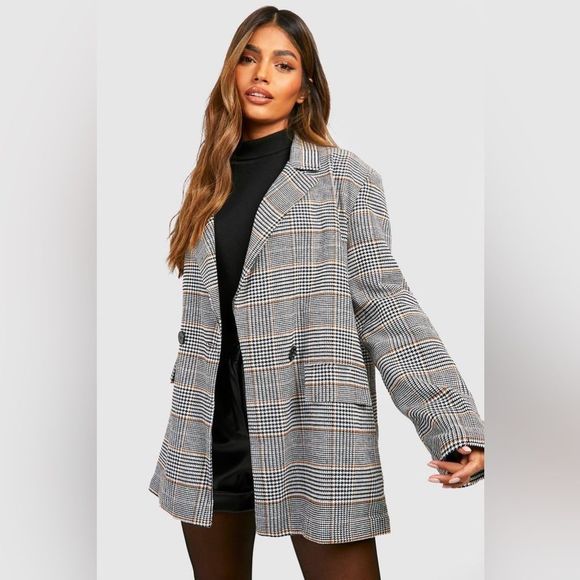 NWOT Boohoo Checker Suit Formal Blazer - Size 8 - Picture 1 of 4